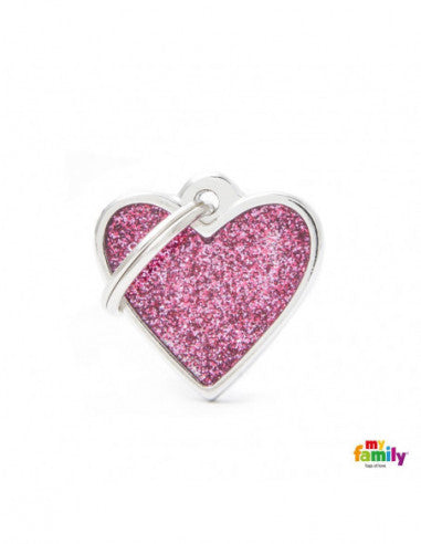 My Family Medaglietta Cuore Glitter Rosa
