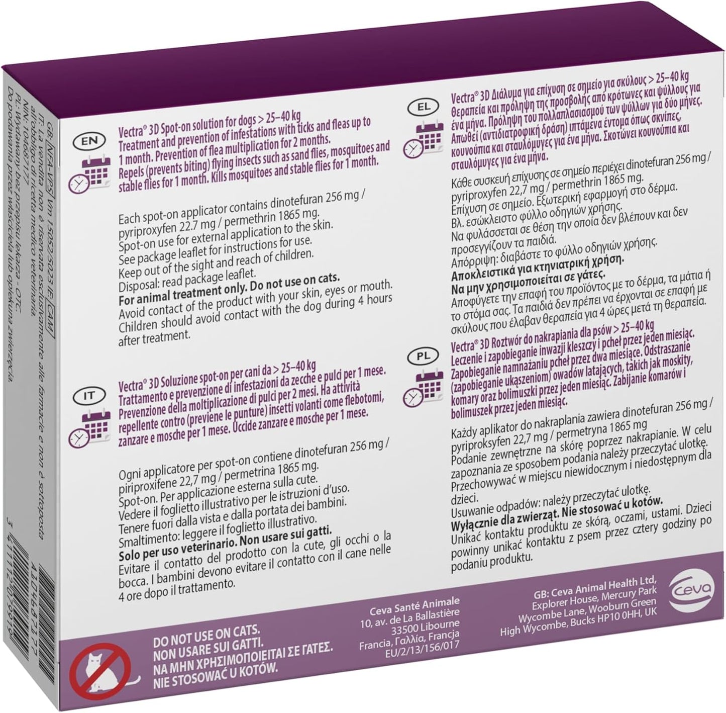 Vectra 3D Cani 25-40  KG 3 Pipette