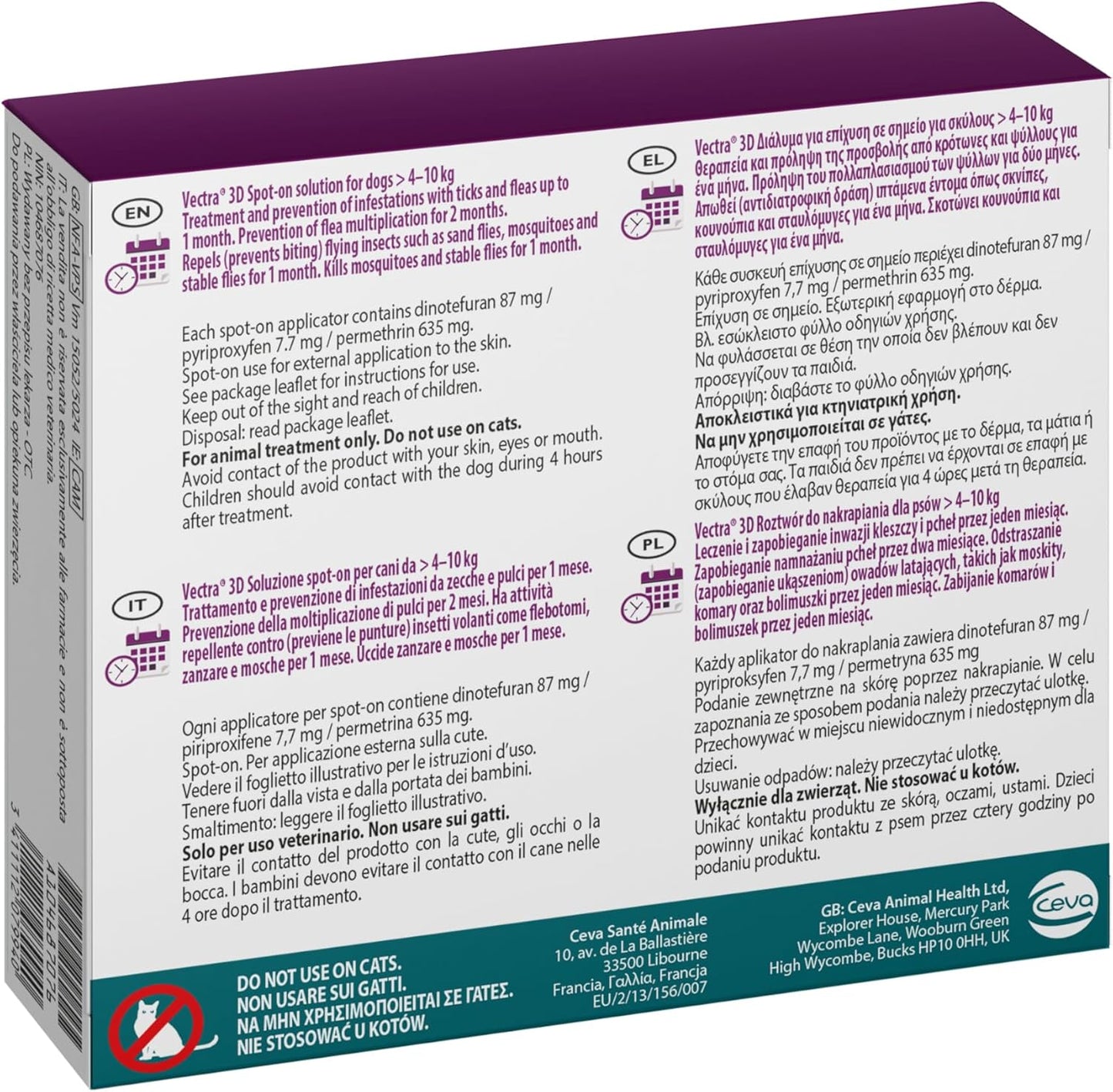 Vectra 3D Cani 4-10  KG 3 Pipette