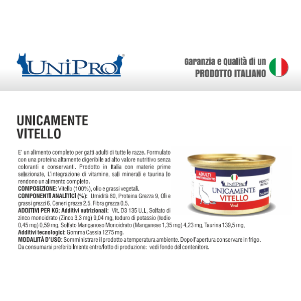 Unipro Unicamente Adulti Vitello 85 gr