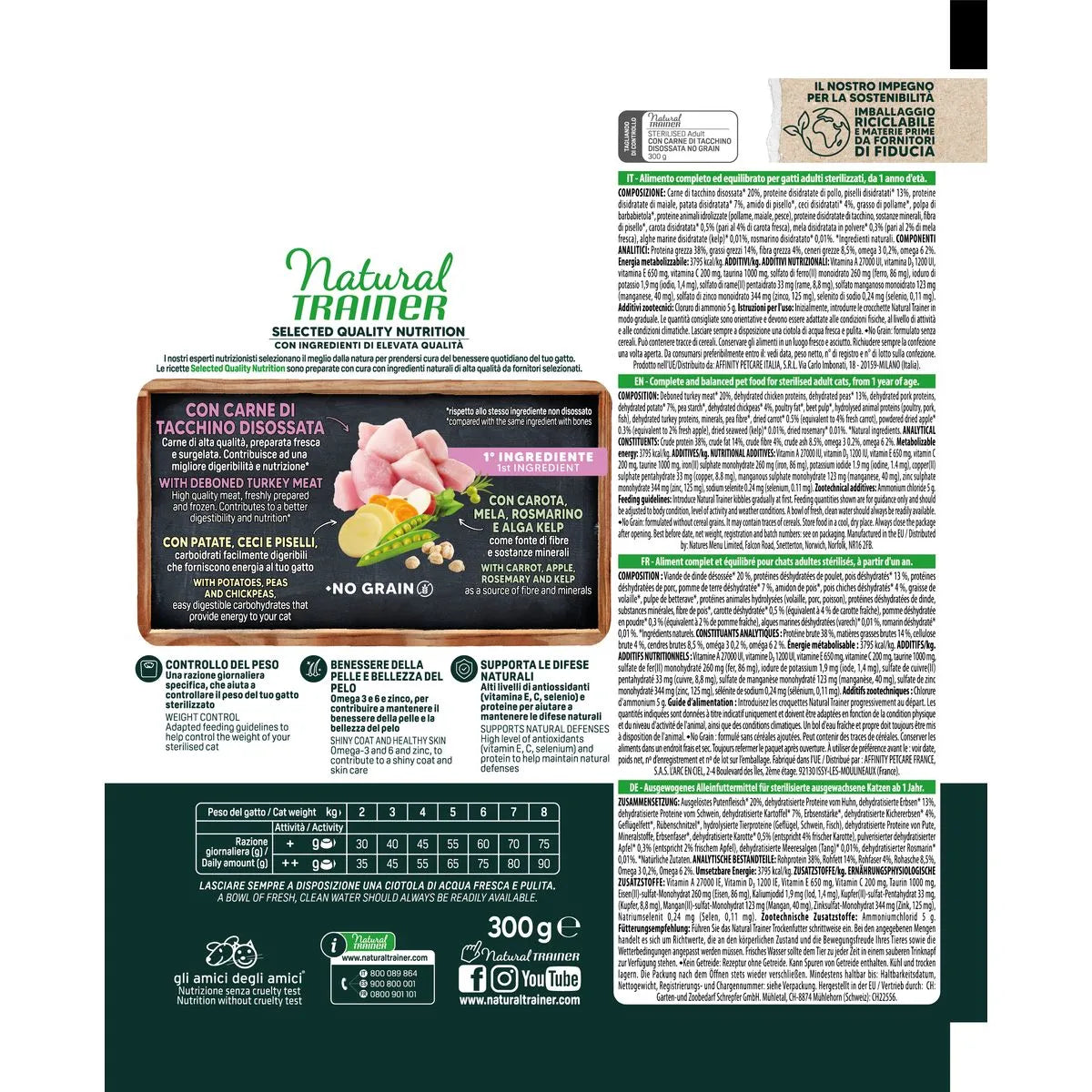 Natural Trainer SQN H.G. Sterilised Tacchino 300gr