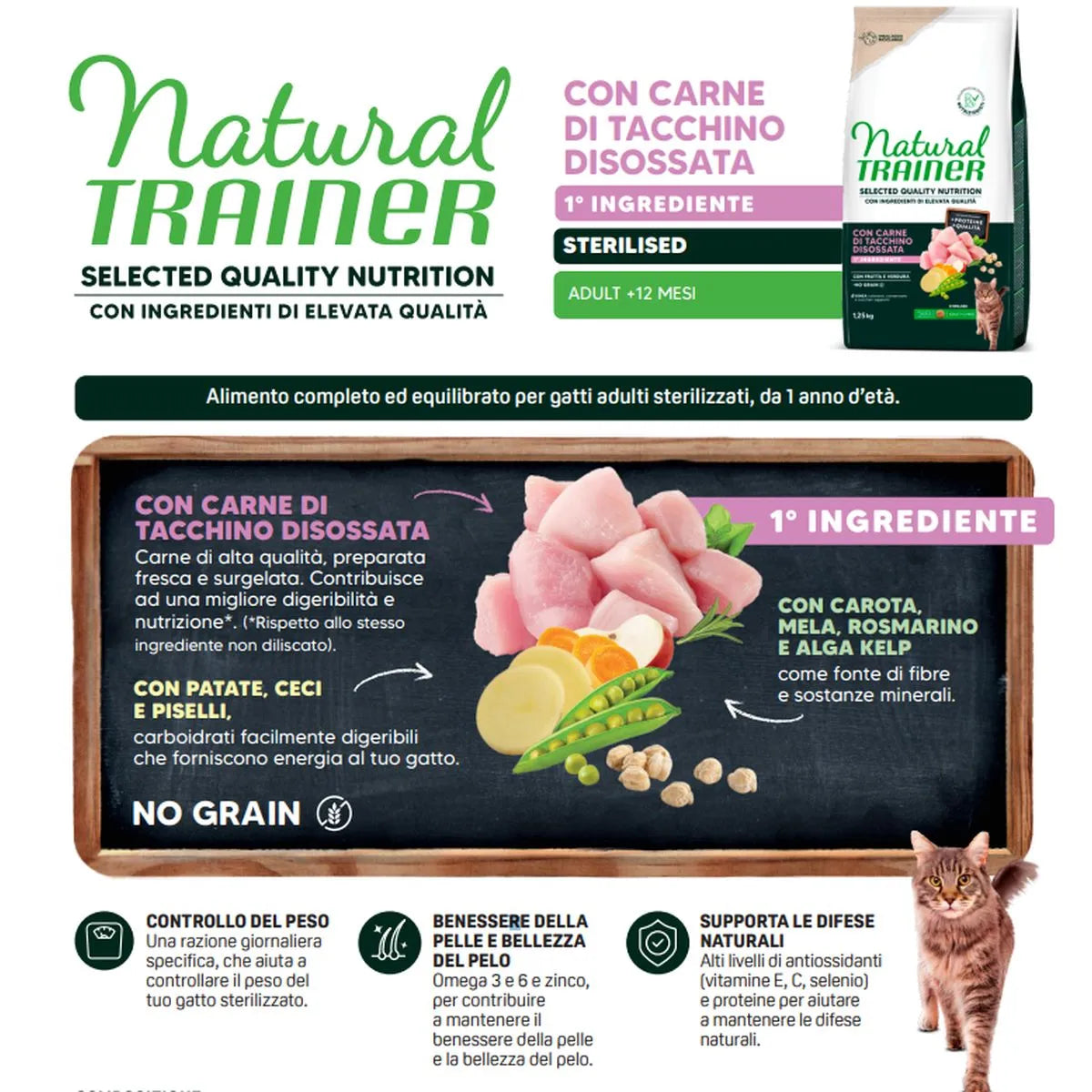 Natural Trainer SQN H.G. Sterilised Tacchino 300gr