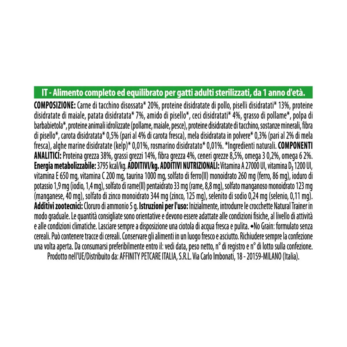 Natural Trainer SQN H.G. Sterilised Tacchino 1,25 Kg