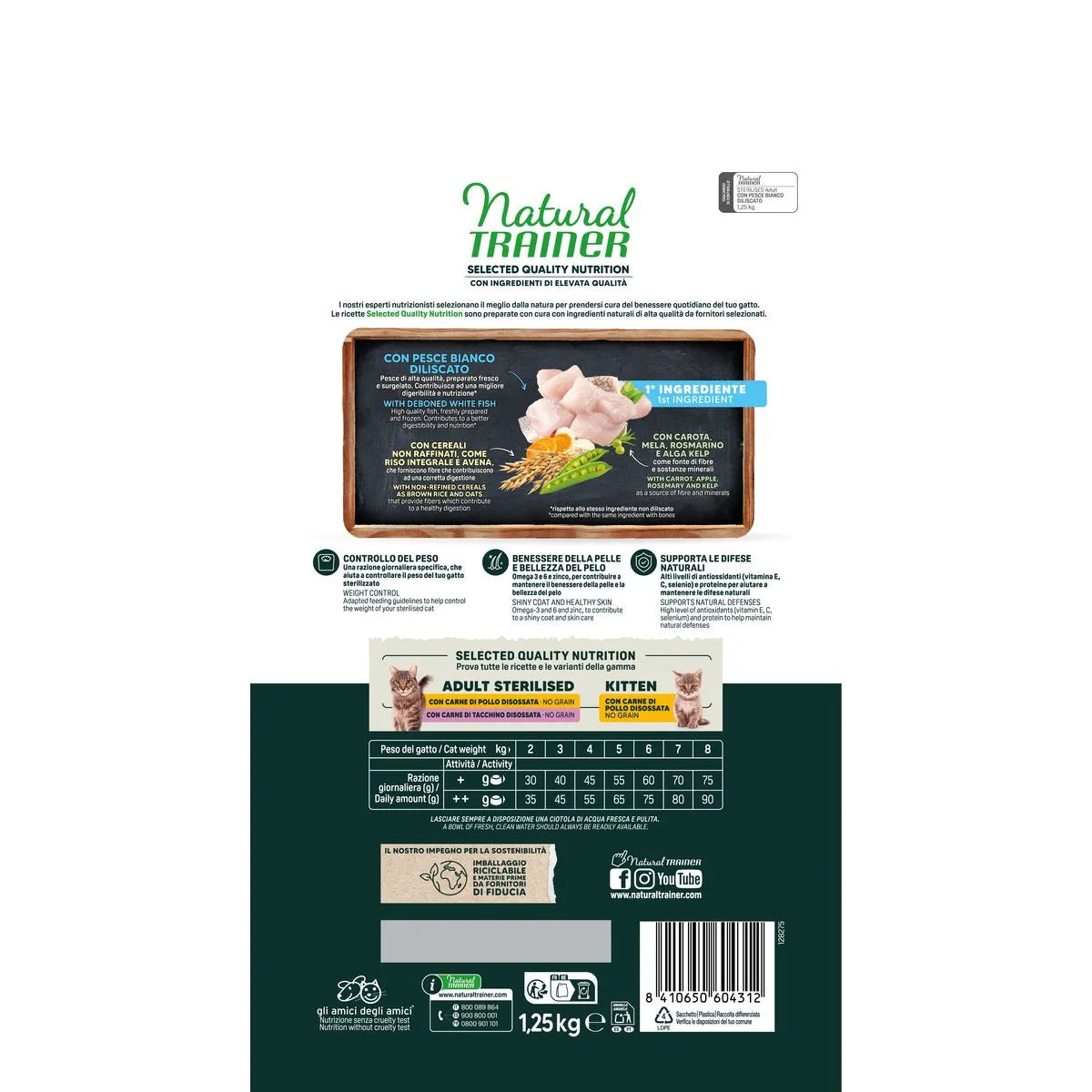 Natural Trainer SQN H.G. Sterilised Pesce Bianco 1,25 Kg